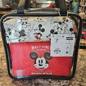 Primark Mickey Mouse Red White Black Cosmetic Bag Set
